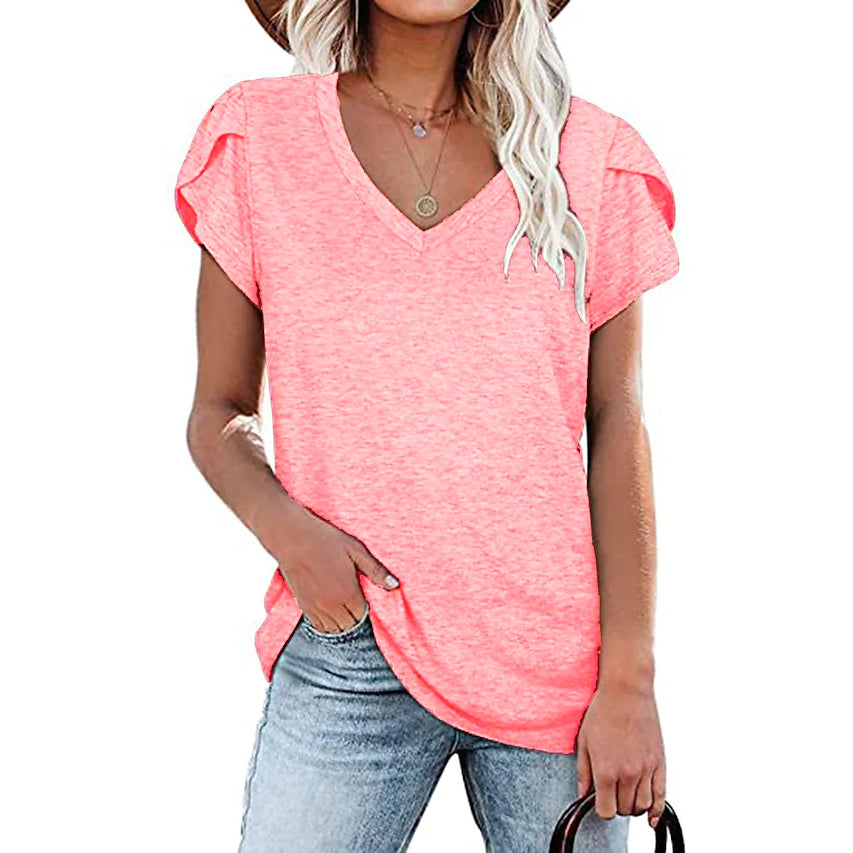 Women's Athleisure T-Shirt V-Neck Top Women's Tops Pink S - DailySale