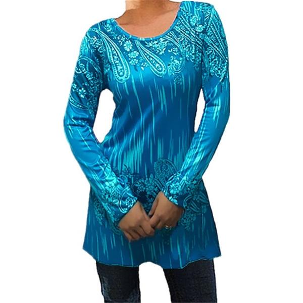 Womens Autumn Round Neck Long Sleeves Women's Tops Light Blue S - DailySale