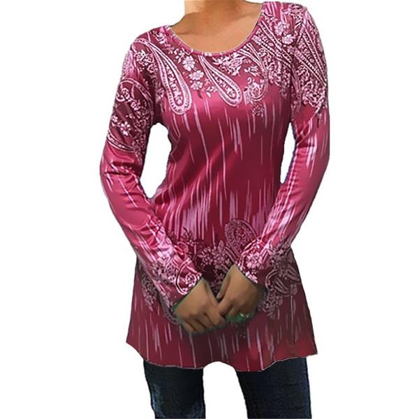 Womens Autumn Round Neck Long Sleeves Women's Tops Wine Red S - DailySale
