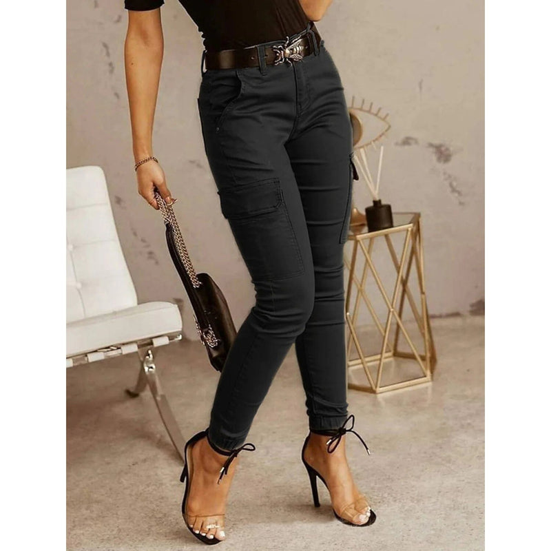 Women's Basic Essential Casual Sporty Tactical Cargo Trousers Women's Bottoms Black S - DailySale