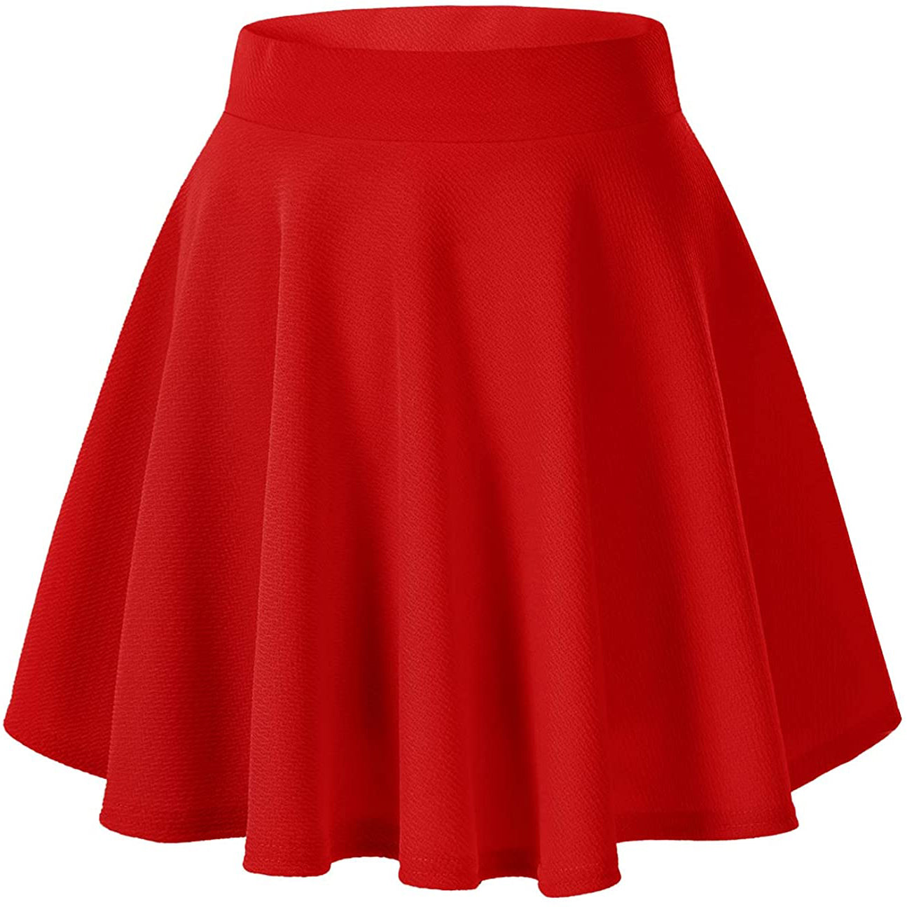 Women's Basic Versatile Flared Mini Skater Skirt Women's Bottoms Red S - DailySale