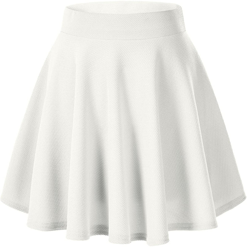 Women's Basic Versatile Flared Mini Skater Skirt Women's Bottoms White S - DailySale