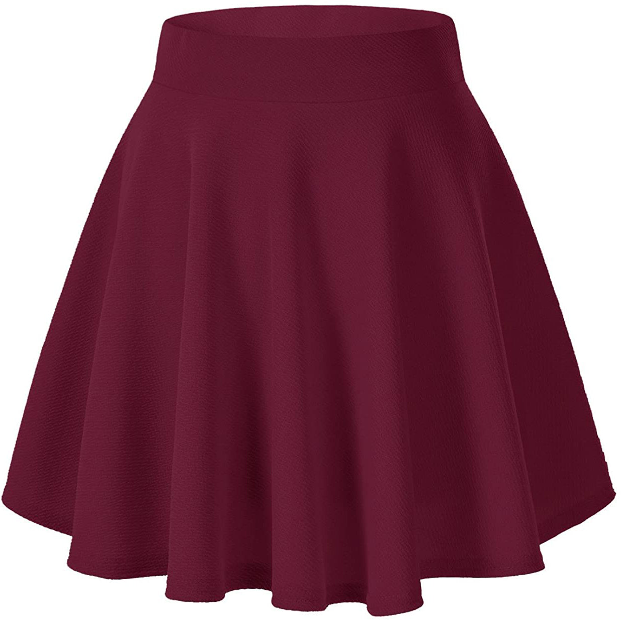 Women's Basic Versatile Flared Mini Skater Skirt Women's Bottoms Wine Red S - DailySale