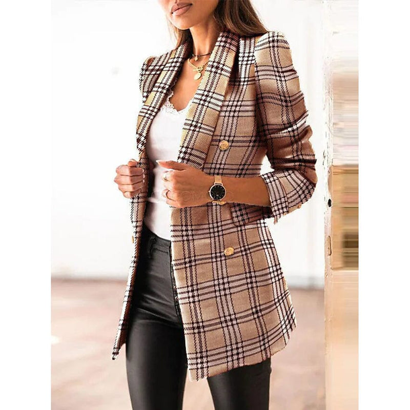 Women's Blazer Casual Jacket Women's Outerwear Khaki S - DailySale