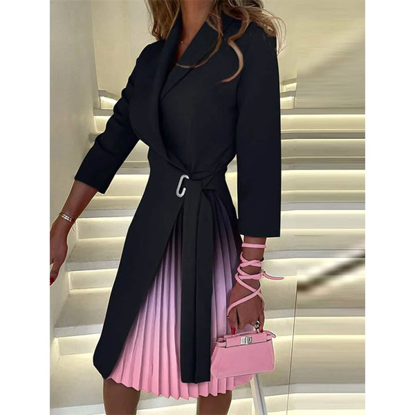 knee length blazer dress Romantic Bliss Place Of Origin Wholesale Business Long Sleeve V-Neck