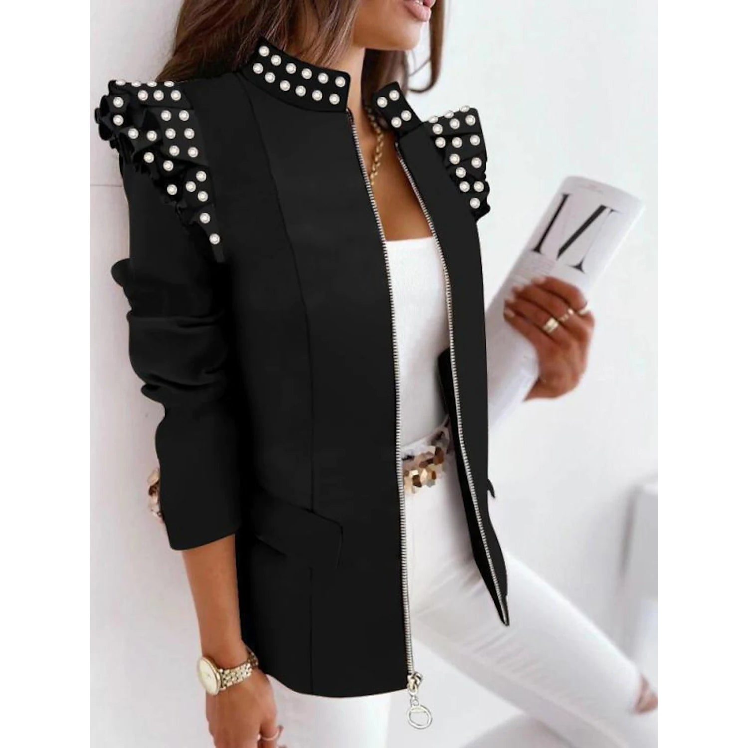 Women's Blazer Formal Casual Women's Outerwear Black S - DailySale