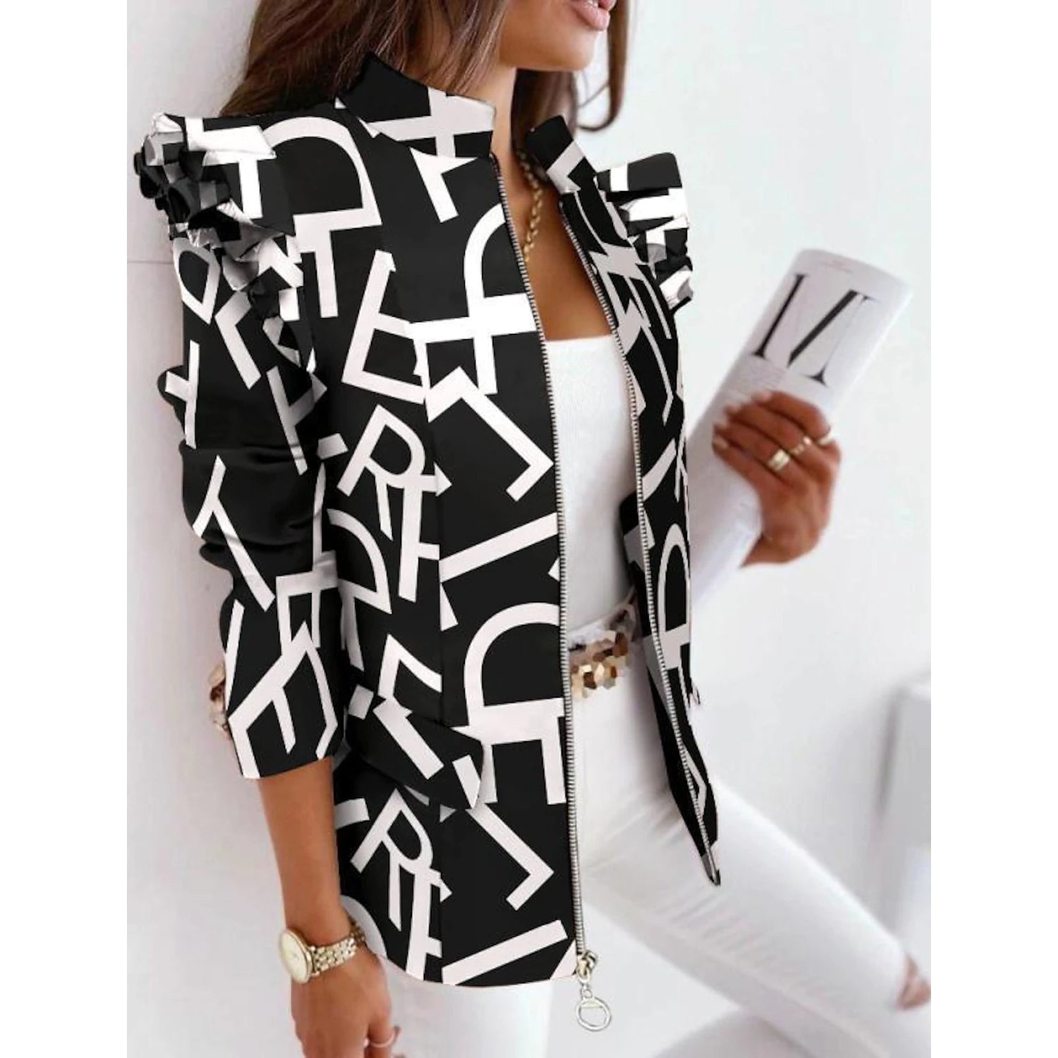 Women's Blazer Formal Casual Women's Outerwear White S - DailySale