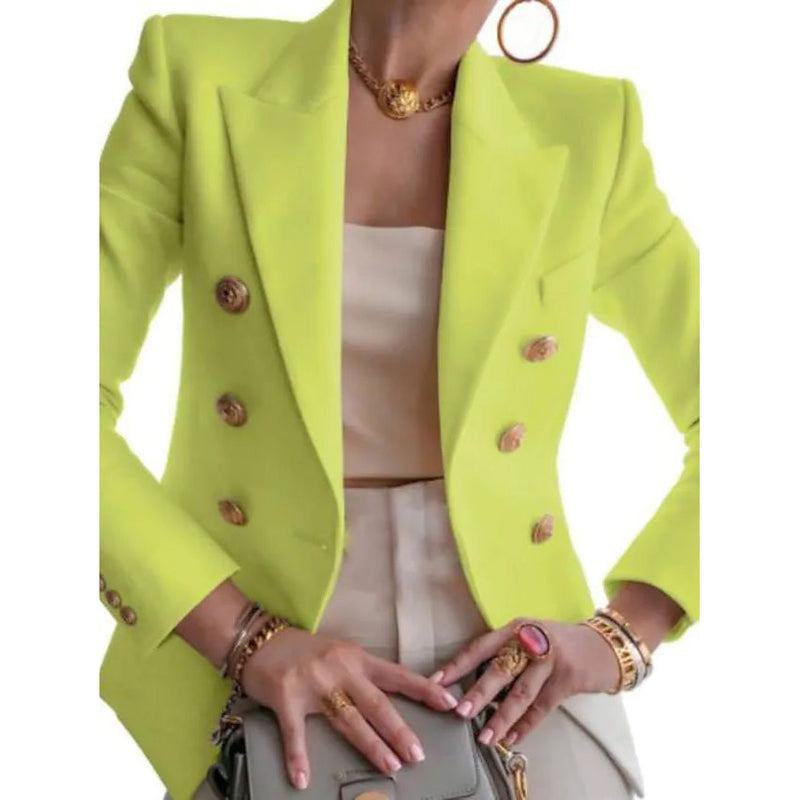 Women's Blazer Solid Color Vintage Style Casual Long Sleeve Coat Women's Outerwear Green S - DailySale