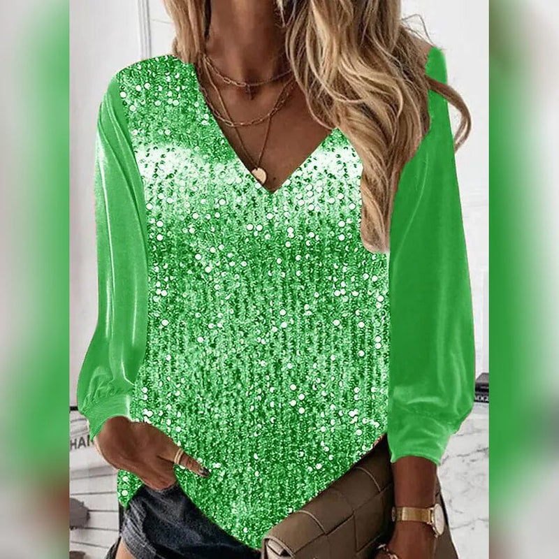 Women's Blouse Shirt Long Sleeve Women's Tops Green S - DailySale