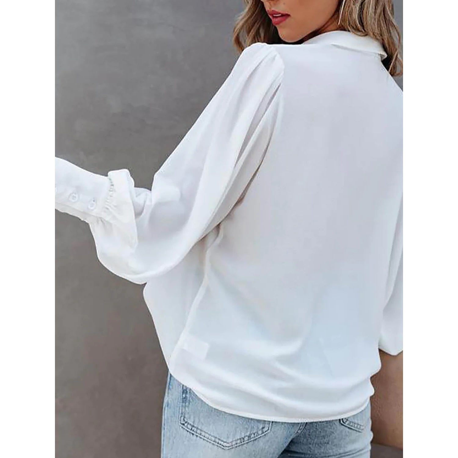 Womens Blouse Shirt Plain Button Long Sleeve Women's Tops - DailySale