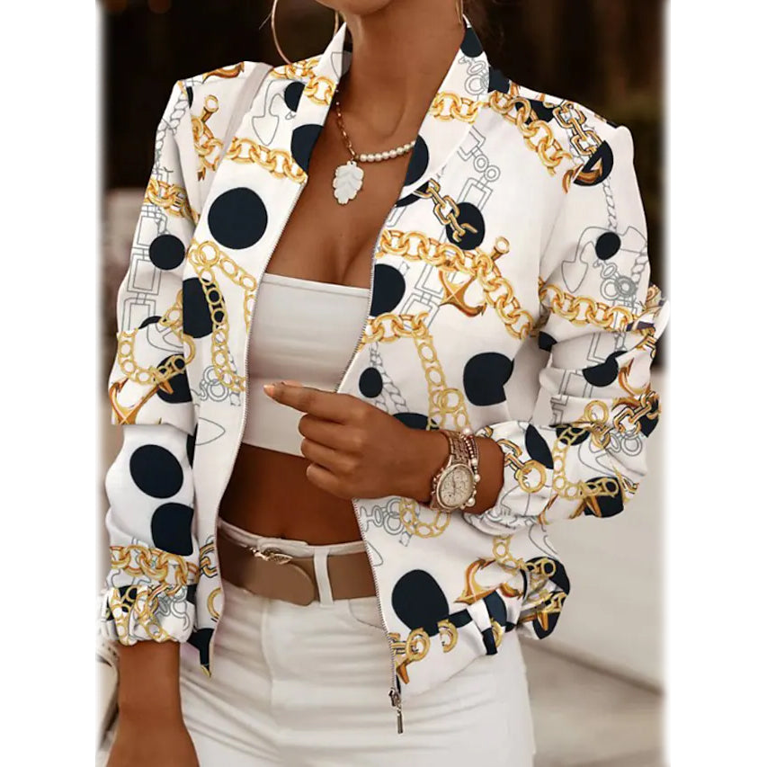 Women's Bomber Jacket Casual Women's Outerwear Ivory S - DailySale