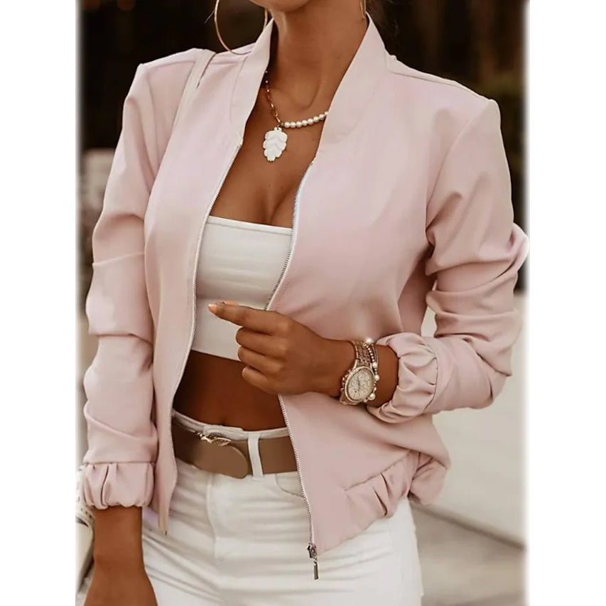 Women's Bomber Jacket Casual Women's Outerwear Pink S - DailySale