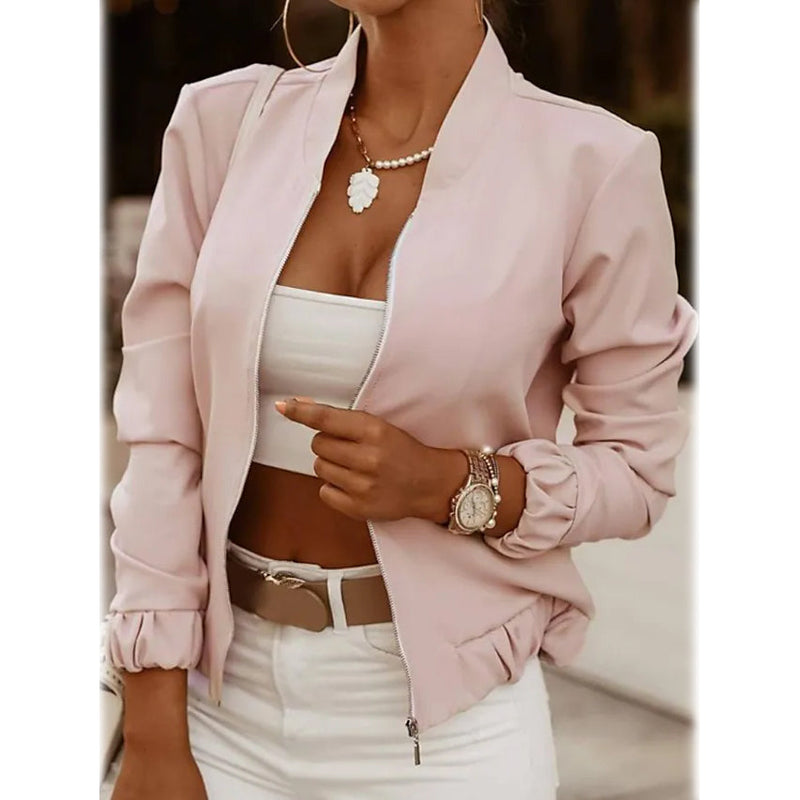 Women's Bomber Jacket Casual Women's Outerwear Pink S - DailySale