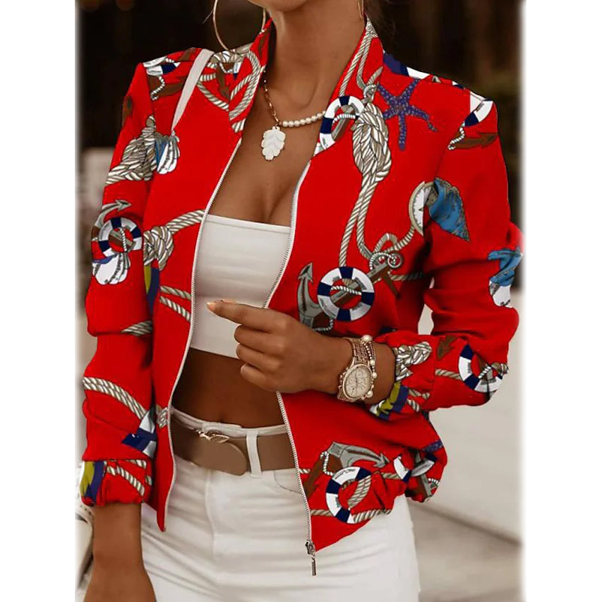 Women's Bomber Jacket Casual Women's Outerwear Red S - DailySale