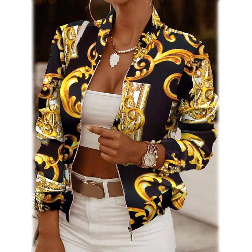 Women's Bomber Jacket Casual Women's Outerwear Yellow S - DailySale