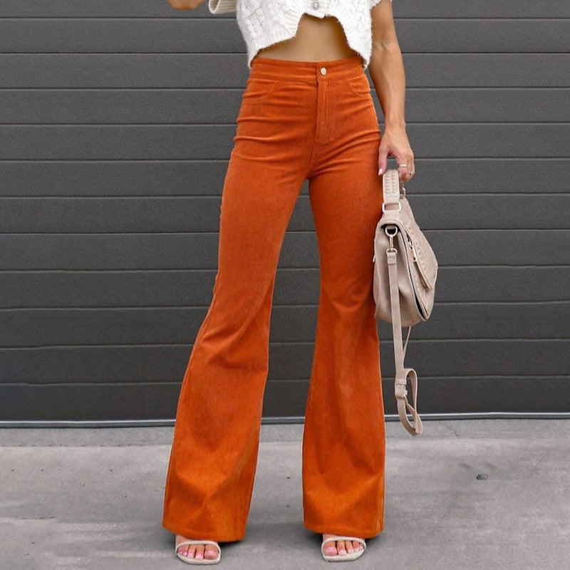 Women's Bootcut Pants Trousers Jeans Corduroy Women's Bottoms Orange S - DailySale