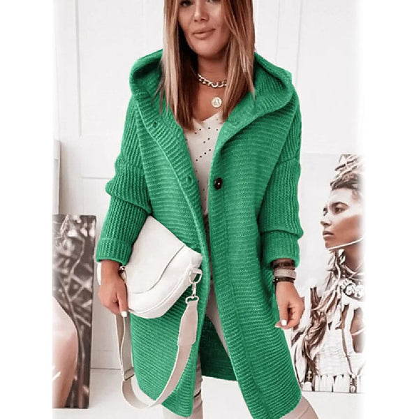 Women's Button Knitted Cardigan Sweater Women's Outerwear Green S - DailySale