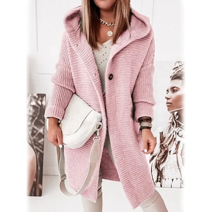 Women's Button Knitted Cardigan Sweater Women's Outerwear Pink S - DailySale