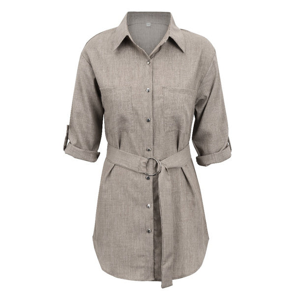 Women's Buttons Turn-Down Casual Shirt Dress Women's Dresses - DailySale