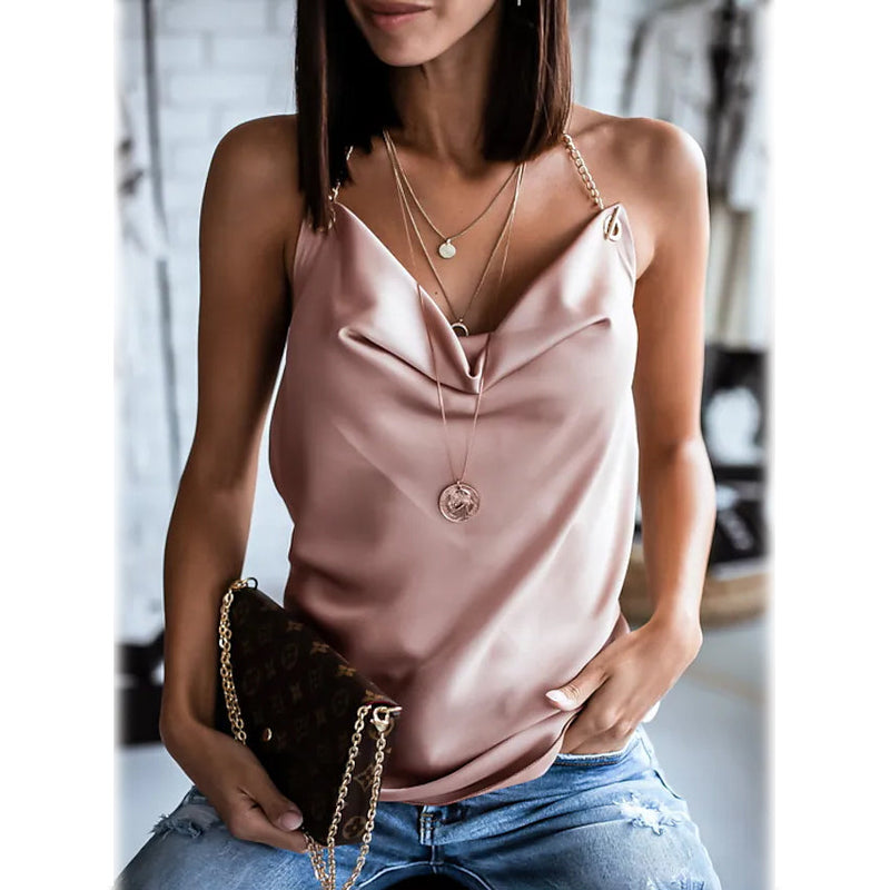 Women's Camisole Solid Colored Backless V Neck Basic Top Women's Tops Rose S - DailySale