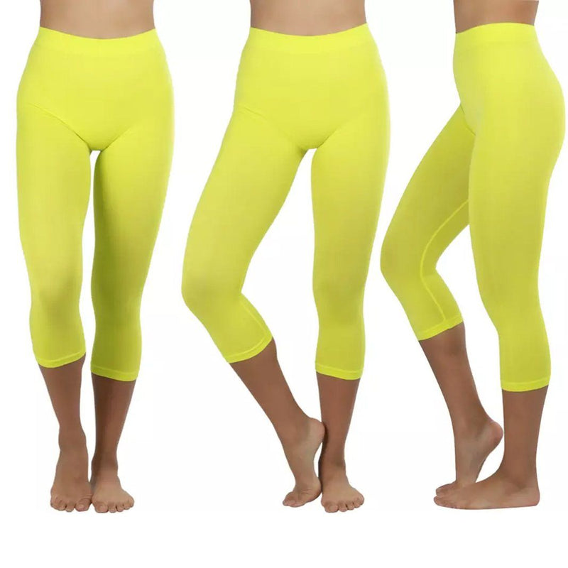 Women's Capri Seamless Lightweight Stretch Leggings Women's Clothing Soft Lime - DailySale
