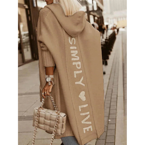 Women's Cardigan Knitted Letter Personalized Stylish Casual Long Sleeve Women's Outerwear Camel S - DailySale