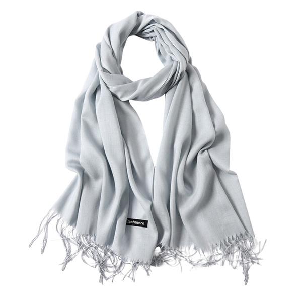 Women's Cashmere Wool Scarf Women's Shoes & Accessories Light Gray - DailySale