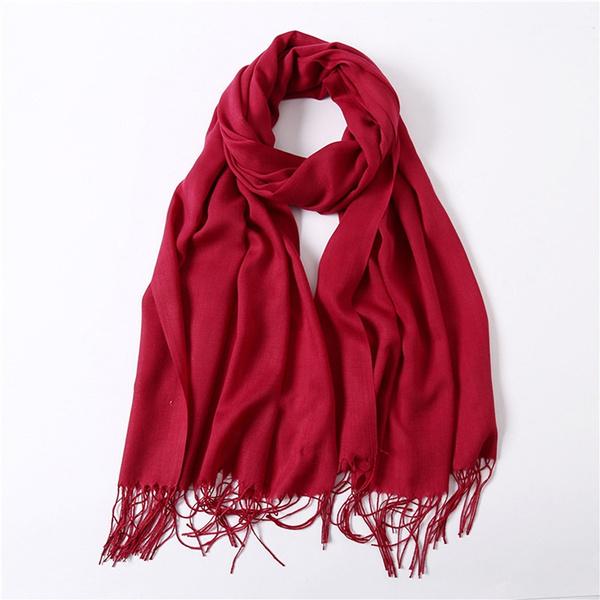 Women's Cashmere Wool Scarf Women's Shoes & Accessories Red - DailySale