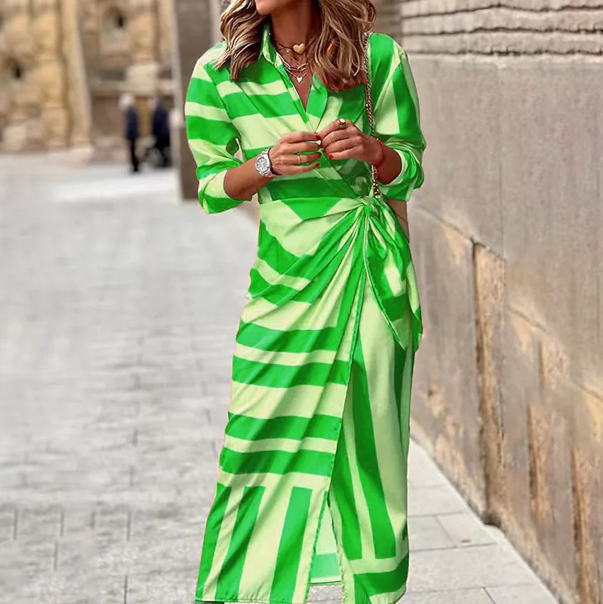 Women's Casual Boho Long Shirt Dress Women's Dresses Green S - DailySale