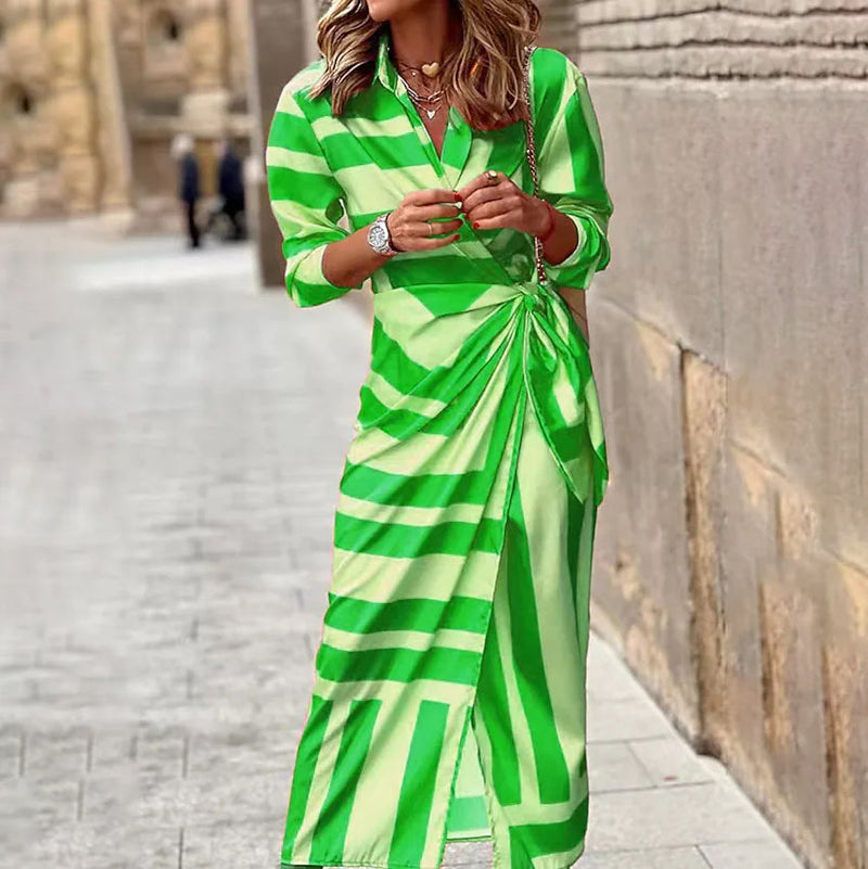 Women's Casual Boho Long Shirt Dress Women's Dresses Green S - DailySale