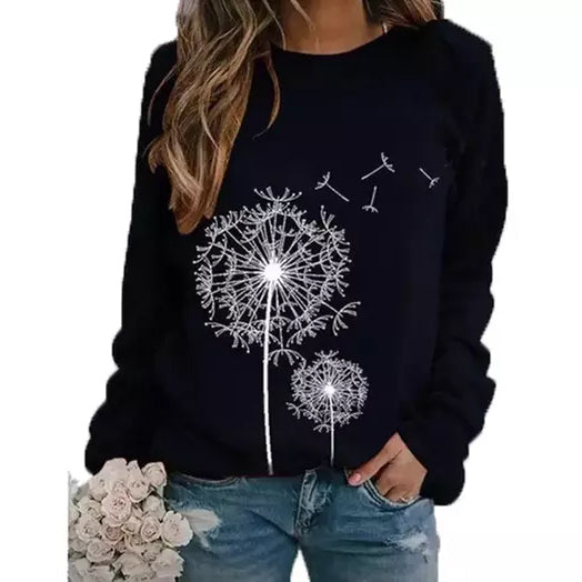 Women's Casual Dandelion Top Women's Tops Black S - DailySale