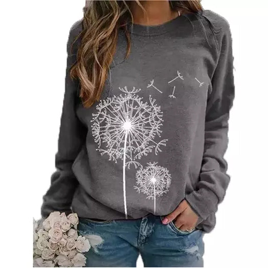 Women's Casual Dandelion Top Women's Tops Gray S - DailySale