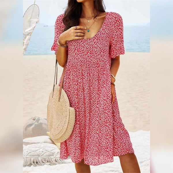 Women's Casual Floral Dress Women's Dresses Red S - DailySale