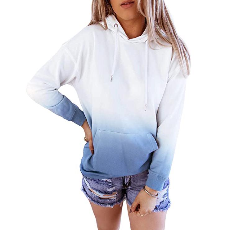 Women's Casual Hooded Sweatshirt Loose Drawstring Pullover Hoodie Women's Tops Sky Blue S - DailySale