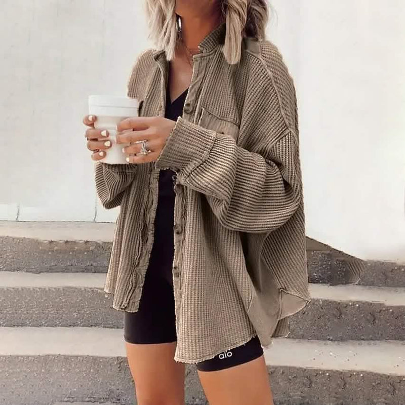 Women's Casual Long Sleeve Jacket Women's Outerwear Brown S - DailySale