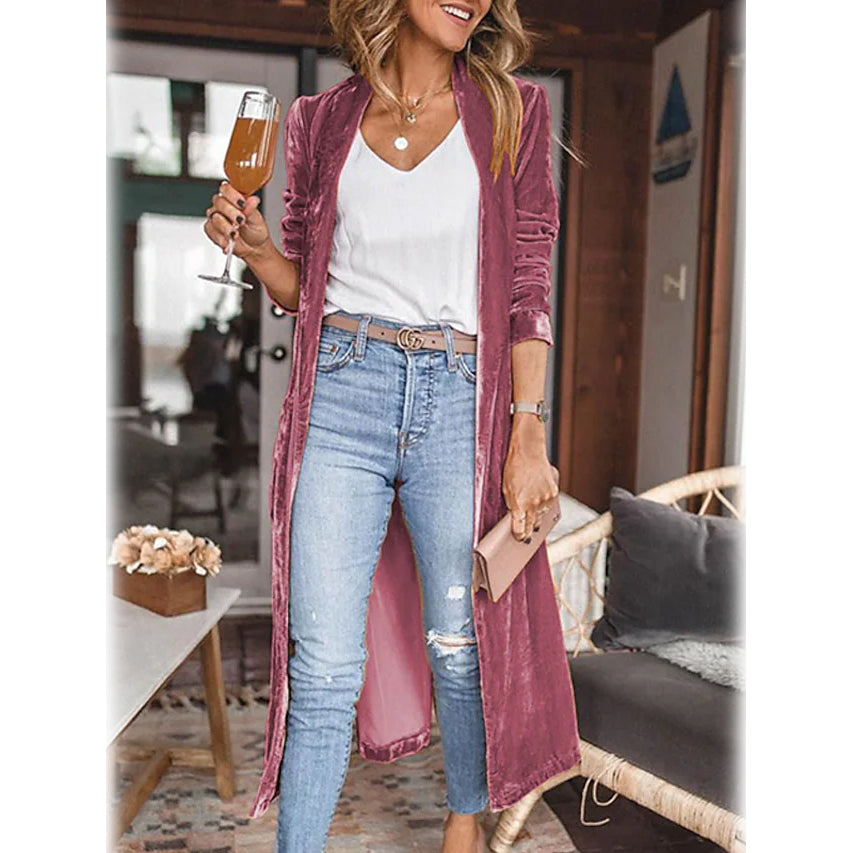 Women's Casual Long Sleeve Jacket Women's Outerwear Fuchsia S - DailySale