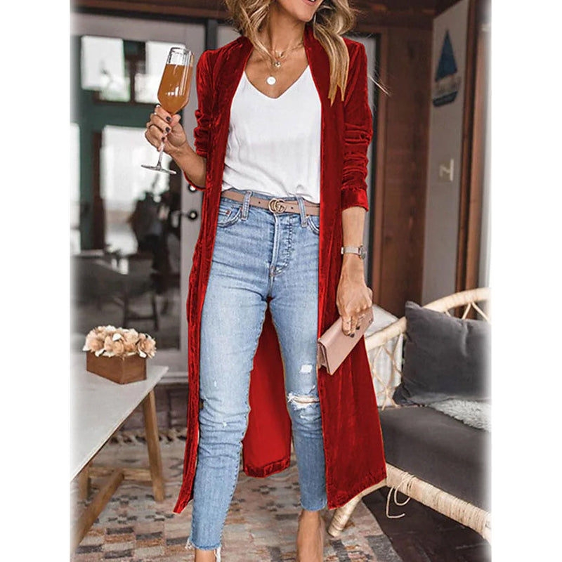 Women's Casual Long Sleeve Jacket Women's Outerwear Red S - DailySale