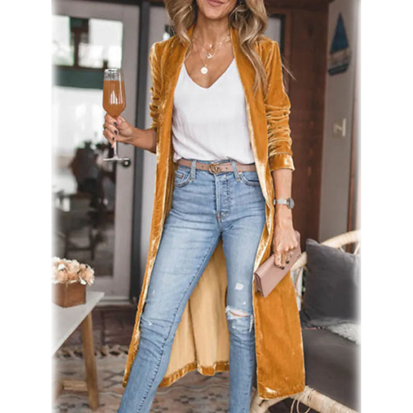 Women's Casual Long Sleeve Jacket Women's Outerwear Yellow S - DailySale