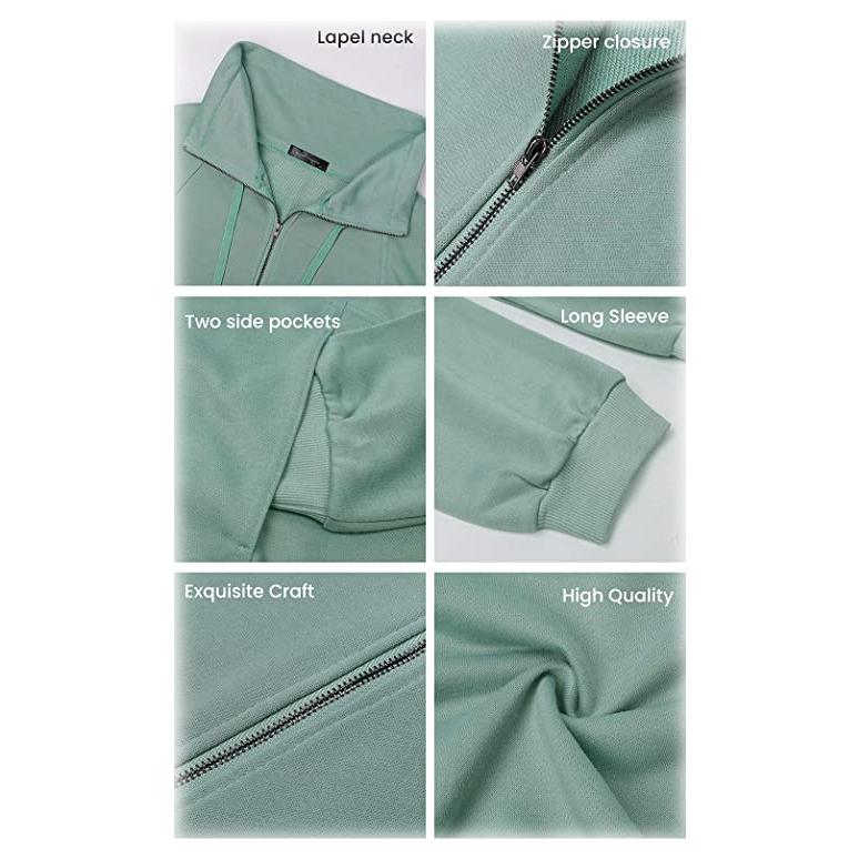 Women’s Casual Long Sleeve Lapel Zipper Drawstring Loose Pullover Tops Women's Tops - DailySale