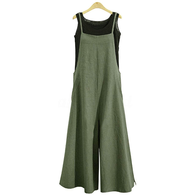 Women's Casual Loose Long Wide Leg Jumpsuits Women's Dresses Army Green S - DailySale