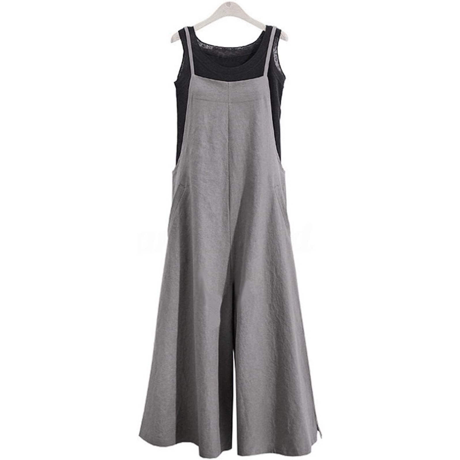 Women's Casual Loose Long Wide Leg Jumpsuits Women's Dresses Gray S - DailySale