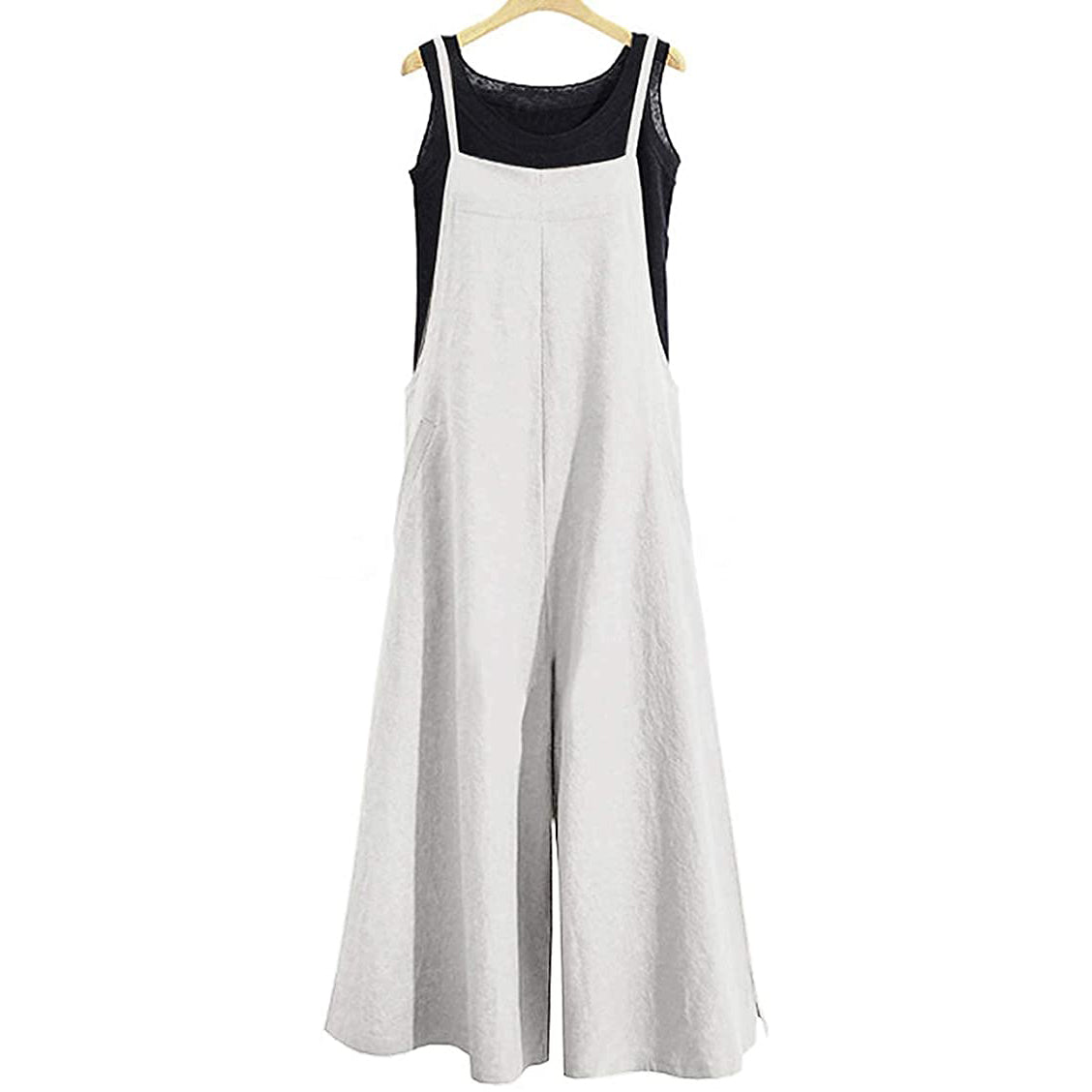 Women's Casual Loose Long Wide Leg Jumpsuits Women's Dresses Hemp S - DailySale