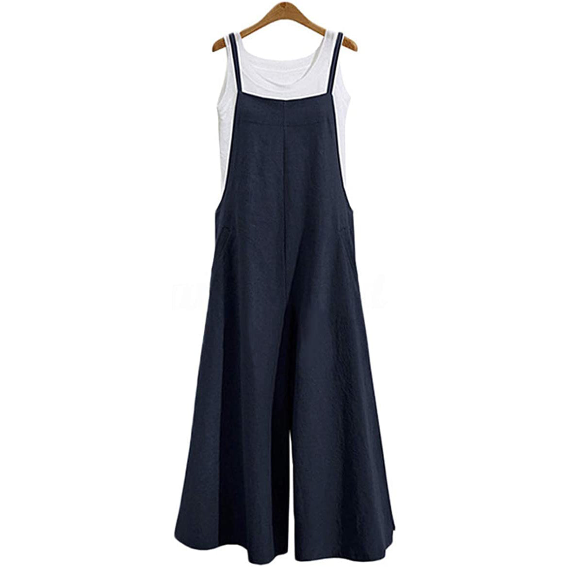 Women's Casual Loose Long Wide Leg Jumpsuits Women's Dresses Navy Blue S - DailySale