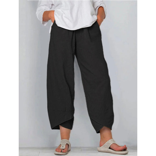 Women's Casual Plus Size Cotton Pants Women's Bottoms Black M - DailySale