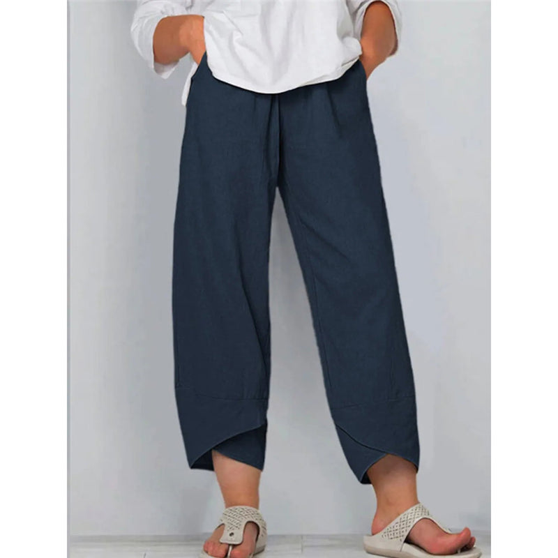 Women's Casual Plus Size Cotton Pants Women's Bottoms Navy Blue M - DailySale