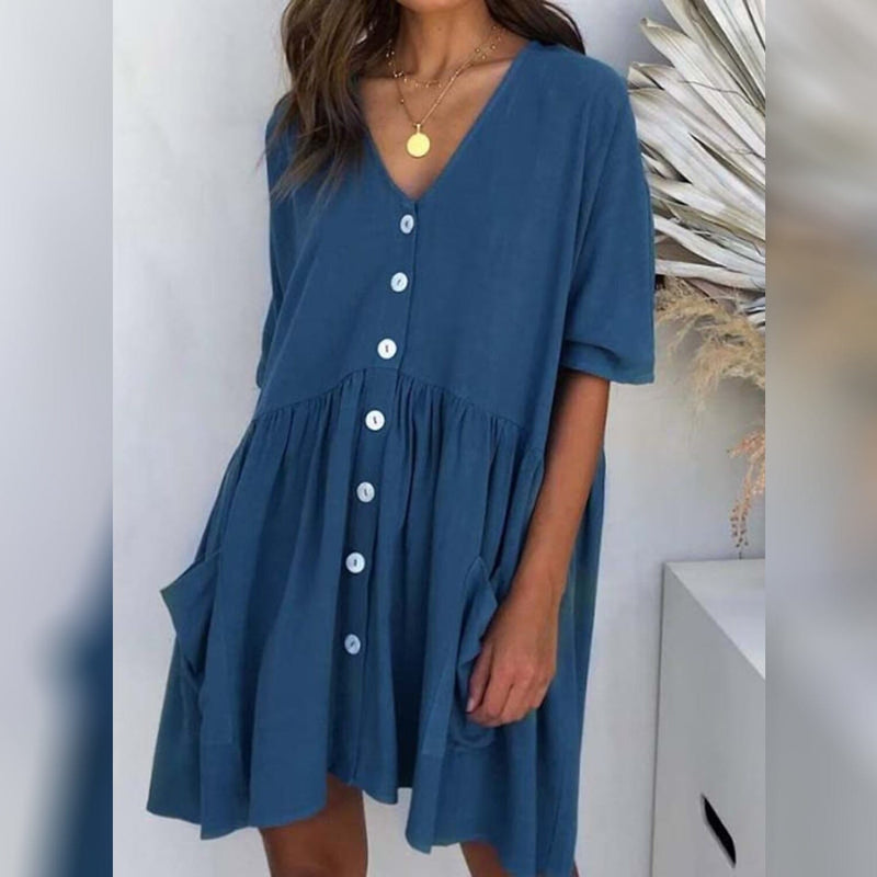 Women's Casual Ruched Loose Fit Dress Women's Dresses Dark Blue S - DailySale