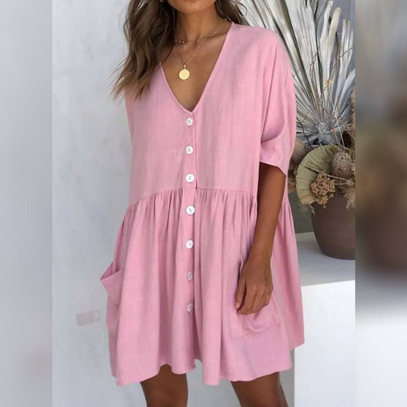 Women's Casual Ruched Loose Fit Dress Women's Dresses Pink S - DailySale