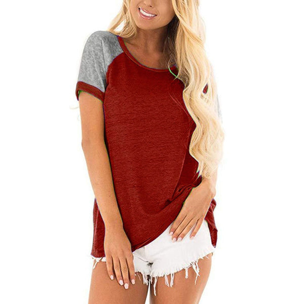 Women's Casual Short Sleeve T-Shirts Women's Tops Wine Red S - DailySale