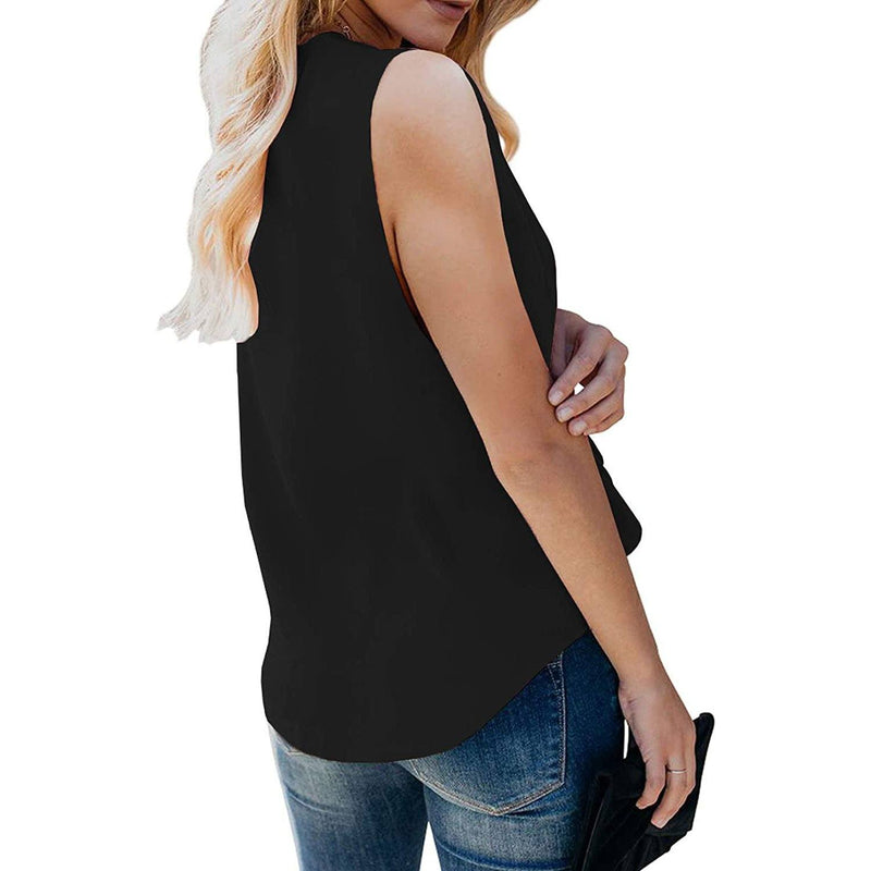 Womens Casual Summer Tie Sleeve Wrap V Neck Chiffon Blouses Tops Shirts