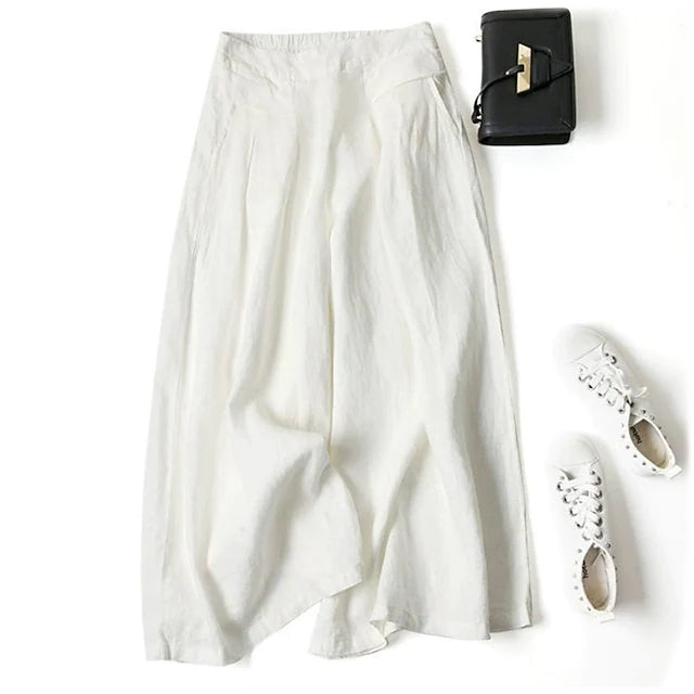 Women's Casual Wide Leg Pants Women's Bottoms White M - DailySale